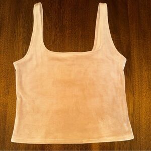 Express Tank Top Tan Soft Cozy Texture Velvet Cropped Size Small